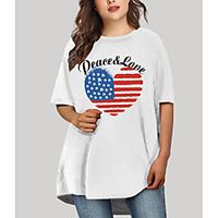 Women's Plus Size Dress T Shirt Dress Tee Dress Short Mini Dress Half Sleeve Graphic Heart Flag Print Basic Fall Spring Summer White XL XXL 3XL 4XL 5XL Lightinthebox - thumbnail