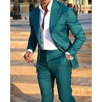 Black Burgundy Dark Green Men's Wedding Suits Solid Colored 2 Piece Tailored Fit Single Breasted One-button 2024 Lightinthebox