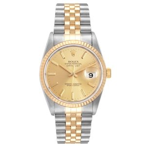 Datejust Steel 18K Yellow Gold Fluted Bezel Mens Watch 16233