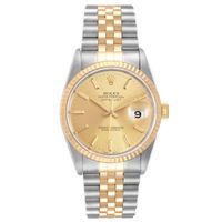 Datejust Steel 18K Yellow Gold Fluted Bezel Mens Watch 16233 - thumbnail