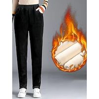 Women's Skinny Fleece Flannel Pants Trousers Full Length Corduroy Pocket High Waist Streetwear Casual Outdoor Street Black Brown M L Winter Autumn  Fall Lightinthebox - thumbnail