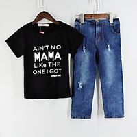 Kids Girls' Clothing Set Short Sleeve Black Butterfly Letter Print Active Regular 2-6 Years Lightinthebox - thumbnail