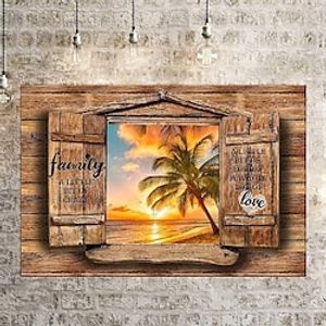 1pc The Beach Outside The Window Canvas Painting, Poster And Print Wall Art, Picture For Living Room Bedroom Decoration, No Frame miniinthebox