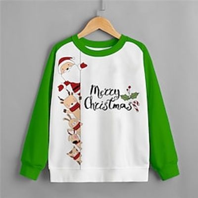 Kids Girls' Ugly Christmas Sweatshirt Graphic Outdoor Long Sleeve Crewneck Cute 7-13 Years Winter Red White Lightinthebox