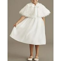 A-Line Knee Length Flower Girl Dress Wedding Party Girls Cute Prom Dress Satin with Feathers  Fur Elegant Fit 3-16 Years Lightinthebox - thumbnail