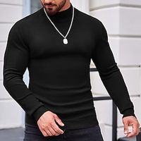 Men's Pullover Sweater Jumper Xmas Sweater Jumper Ribbed Knit Regular Knitted Slim Fit Plain Turtleneck Modern Contemporary Thermal Work Daily Wear Clothing Apparel Winter Black White M L XL Lightinthebox - thumbnail