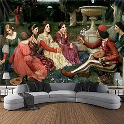 Renaissance Hanging Tapestry Wall Art Large Tapestry Mural Decor Photograph Backdrop Blanket Curtain Home Bedroom Living Room Decoration Irish-Saxon Art Island Art Codices Lightinthebox