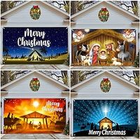 Christmas Garage Door Banner, Indoor Outdoor Christmas Holidays, Happy Background, Decoration Cover, Christmas Happy New Year Banner, Large Door Cover, Christmas Decoration Lightinthebox - thumbnail