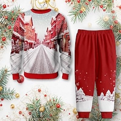 Christmas Boys 3D Christmas Tree Sweatshirt  Pants Set Long Sleeve 3D Printing Fall Winter Active Fashion Cool Polyester Kids 3-12 Years Crew Neck Outdoor Street Vacation Regular Fit Lightinthebox