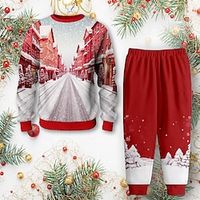 Christmas Boys 3D Christmas Tree Sweatshirt  Pants Set Long Sleeve 3D Printing Fall Winter Active Fashion Cool Polyester Kids 3-12 Years Crew Neck Outdoor Street Vacation Regular Fit Lightinthebox - thumbnail