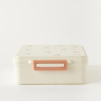 Citron Cherry Print Sectioned Lunch Box with Click Lock Lid and Food Jar