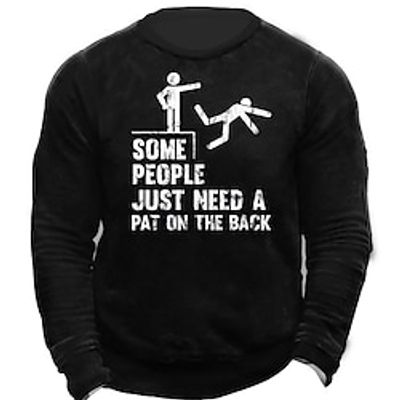 Men's Sweatshirt Pullover Graphic Some People Just Need A Pat On The Back Letter Print Daily Holiday Going out Hot Stamping Casual Streetwear Hoodies Sweatshirts  Black Blue miniinthebox