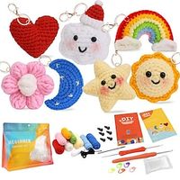 Crochet Kit for Beginners, Beginner Crochet Starter Kit with Step-by-Step Video Tutorials, Beginner Crochet Kit for Adults Kids, Knitting Kit for Beginners Cute Sun Rainbow Star Moon Love Pendant Handmade Woolen Crochet Material Bag Lightinthebox - thumbnail