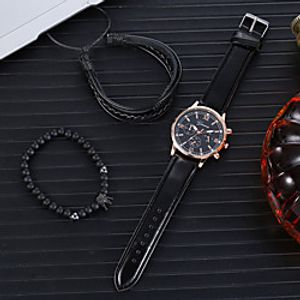 Men's Dress Watch Analog Quartz Classic Chronograph Fake Three Eyes Six Needles Large Dial  PU Leather Lightinthebox