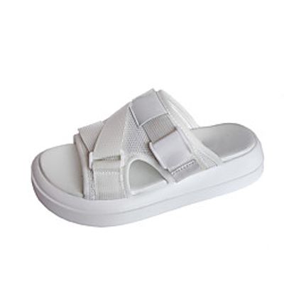 Women's Sandals Flat Heel Open Toe Booties Ankle Boots Daily Home Mesh Button Solid Colored White Black Lightinthebox