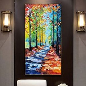 Handmade Oil Painting Canvas Wall Art Decoration Modern Silver Birch Forest Landscape Knife Painting Vertical for Home Living Room Hallway Decor Rolled Frameless Unstretched Painting Lightinthebox