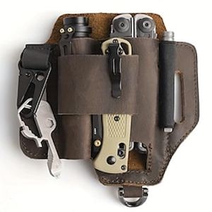 1pc Multitool Sheath, Genuine Leather Waist Bag Fanny Bag for Work And Daily Use, Gifts For Men, Secure And Convenient Tool Holder, Accessories Storage Bag, Outdoor Multitool Kits for Fishing Hunting miniinthebox