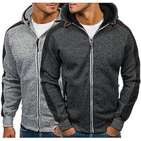 Men's Full Zip Hoodie Jacket Blue Light gray Dark Gray Black Hooded Color Block Zipper Sports  Outdoor Streetwear Cool Casual Big and Tall Winter Fall Clothing Apparel Hoodies Sweatshirts  Long Lightinthebox - thumbnail