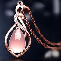 Women's Crystal Pendant Necklace Charm Necklace Pear Cut Water Drop Necklace Precious Pear Unique Design Fashion Zircon Copper Rose Gold Plated Pink 45 cm Necklace Jewelry 1pc For Street Daily miniinthebox - thumbnail