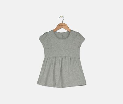Toddler Girls Cap-Sleeves Dress  Gray