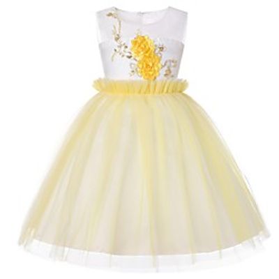 Toddler Little Girls' Dress Solid Colored Embroidered Ruffle Purple Red Yellow Knee-length Sleeveless Sophisticated Cute Dresses New Year Slim Lightinthebox