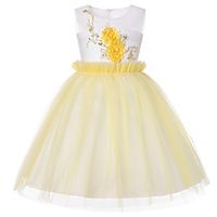 Toddler Little Girls' Dress Solid Colored Embroidered Ruffle Purple Red Yellow Knee-length Sleeveless Sophisticated Cute Dresses New Year Slim Lightinthebox - thumbnail
