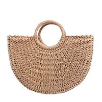 Women's Hand Woven Straw Large Beach Bag Round Handle Ring Tote Retro Summer Beach Rattan Bag Lightinthebox - thumbnail