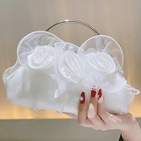 Women's Clutch Polyester Wedding Party Flower Lightweight Multi Carry Solid Color White Lightinthebox