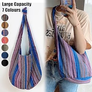 Women's Crossbody Bag Shoulder Bag Hobo Bag Canvas Outdoor Shopping Daily Large Capacity Foldable Lightweight Solid Color Folk MG2233 medium blue MG2233 blue MG2233 canvas black miniinthebox