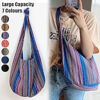 Women's Crossbody Bag Shoulder Bag Hobo Bag Canvas Outdoor Shopping Daily Large Capacity Foldable Lightweight Solid Color Folk MG2233 medium blue MG2233 blue MG2233 canvas black miniinthebox - thumbnail