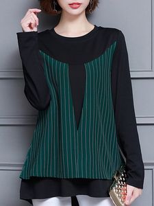 Stripe Layered Patchwork Women T-shirt