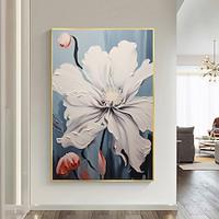 Hand painted Abstract White Flower Oil Painting On Canvas hand painted Blooming Floral Painting Modern Wall Art flower oil painting for Living Room Wall Decor Concise Painting Lightinthebox - thumbnail