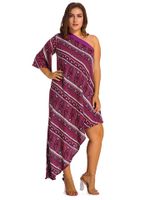 Bohemian Sexy Printed One-Shoulder Asymmetric Dress For Women