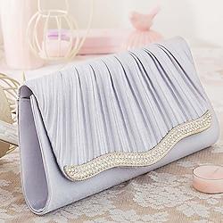 Women's Handbag Clutch Evening Bag Polyester Bridal Shower Wedding Party Crystals Black Silver Champagne Lightinthebox