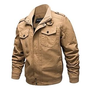 Men's Lightweight Jacket Summer Jacket Work Jacket Thermal Warm Windproof Warm Training Outdoor Daily Zipper Turndown Chic  Modern Luxurious Jacket Outerwear Plain Word Full Zip Black Army Green miniinthebox