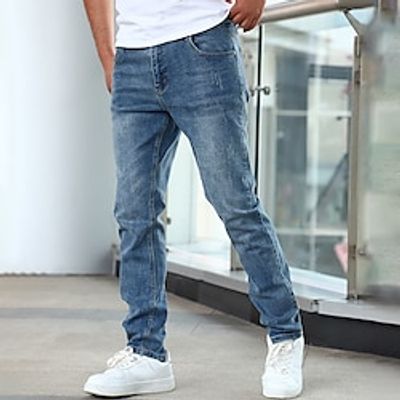 Men's Jeans Trousers Denim Pants Zipper Button Pocket Plain Comfort Breathable Outdoor Daily Going out Fashion Casual Blue miniinthebox Men's Jeans Trousers Denim Pants Zipper Button Pocket Plain Comfort Breathable Outdoor Daily Going out Fashion Casual Blue miniinthebox