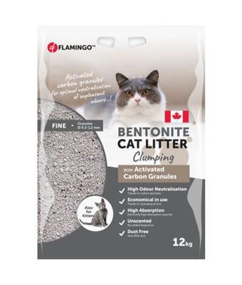 Flamingo Bentonite Activated Carbon Granules Clumping Cat Litter 12Kg Flamingo Bentonite Activated Carbon Granules Clumping Cat Litter 12Kg