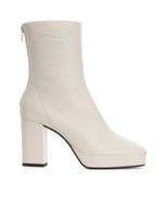 White Leather Ankle Boots - thumbnail