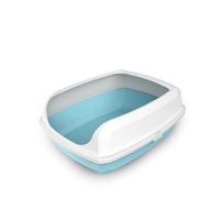 Open Cat Toilet Semi-closed Litter Box Anti-overflow Cat Litter Tray Large - Size - 50.5X37.5X19.5cm - Blue Color