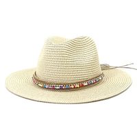 Men's Straw Hat Sun Hat Panama Hat Fedora Trilby Hat Black White Straw 1920s Fashion Simple Style Boho Sports  Outdoor Daily Holiday Fashion miniinthebox - thumbnail