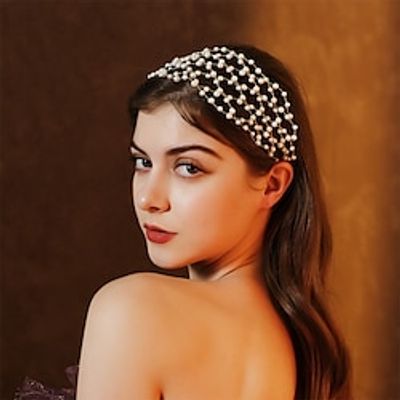Bride Accessories Wedding Dresses Headbands Handmade Pearl Mesh Hair Pressure Headbands Exotic Style Hair Pressure Headbands Lightinthebox