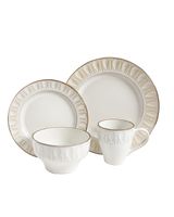 Gibson Elite Golden Halo 16 Pieces Dinnerware Set Linen