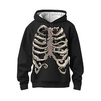 Graphic Skeleton Fashion Daily Basic Men's 3D Print Hoodie Pullover Sports Outdoor Holiday Vacation Hoodies Black White Hooded Front Pocket Print Spring   Fall Designer Lightinthebox - thumbnail