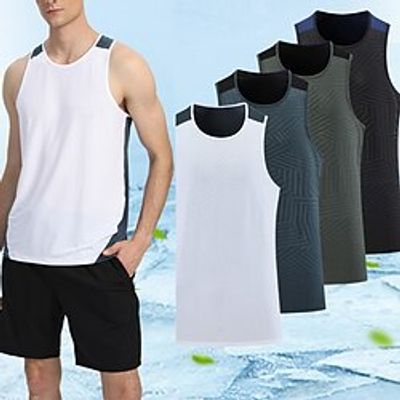 Men's Gym Shirt Running Shirt Basketball Shirt Men Tops Tank Crew Neck Sleeveless Sports  Outdoor Vacation Going out Casual Daily Quick dry Breathable Soft Plain Black White Activewear Fashion Sport Lightinthebox