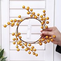 Christmas Wreath with Light Orange and Burgundy Artificial Berry Stems Berries Wire Branch Sprays for Christmas Tree Decoration, Holiday Decorating, Flower Arrangements and DIY Crafts miniinthebox - thumbnail