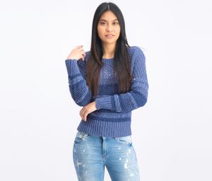Womens Long Sleeve Pullover Knit Sweaters  Blue