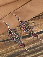 Long Leaf Simple Colored Diamond Earrings