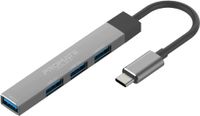 Promate USB-C Hub, 4-in-1 Type-C Sync/Charge Adapter with USB-A Adapter, LITEHUB-4.Grey