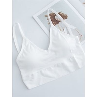 Women's Top Pure Color Fashion Sport Simple Daily Nylon Breathable Straps Sleeveless Tank Top Backless Chest pads Summer Spring Black White Lightinthebox