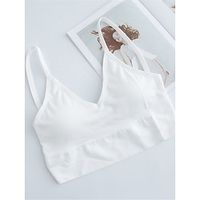 Women's Top Pure Color Fashion Sport Simple Daily Nylon Breathable Straps Sleeveless Tank Top Backless Chest pads Summer Spring Black White Lightinthebox - thumbnail